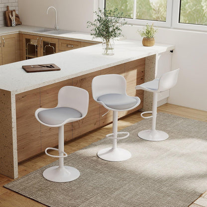 Höhenverstellbarer Barhocker 3er Set Weiß/Grau