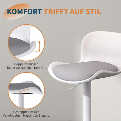 Höhenverstellbarer Barhocker 3er Set Weiß/Grau