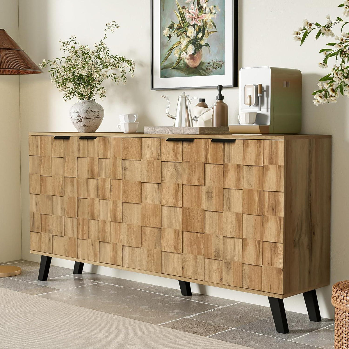 Modernes Sideboard Holz | Wohnzimmer Kommode mit 4 Türen
