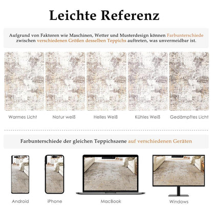 Beiger Grau Teppich 200x300cm – Waschbar & Rutschfest