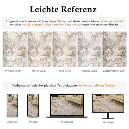 Braun-Grauer Teppich 200x300cm – Waschbar & Rutschfest