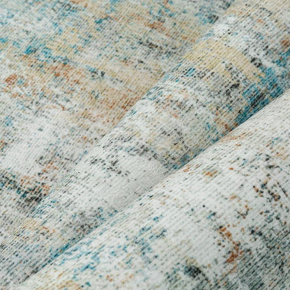 Blauer Gelber Teppich Wohnzimmer 150x210cm – Waschbar & Rutschfest