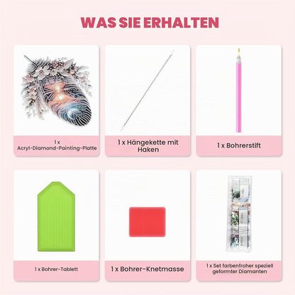 Diamant Painting Federblumen Anhänger mit Kette – DIY Bastelset