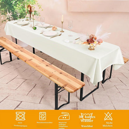 12x Biertisch Tischdecke Elfenbein 250x100cm – Hochwertig & Wiederverwendbar
