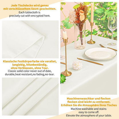 12x Biertisch Tischdecke Elfenbein 250x100cm – Hochwertig & Wiederverwendbar