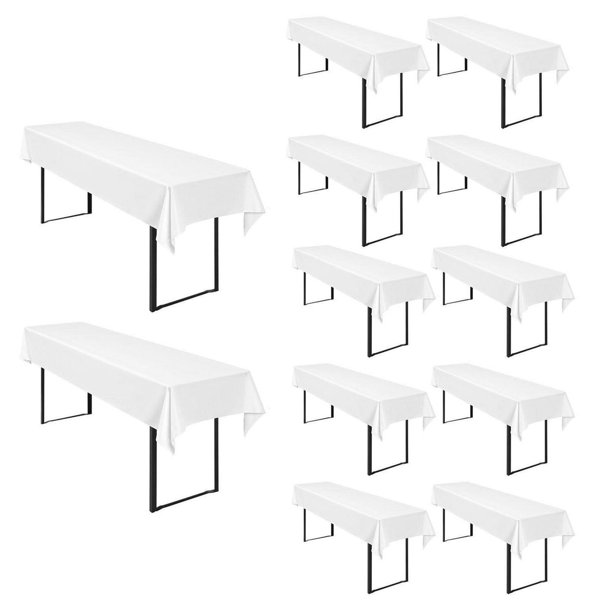 Weiße Biertisch Tischdecken 12er Set – 250x100 cm