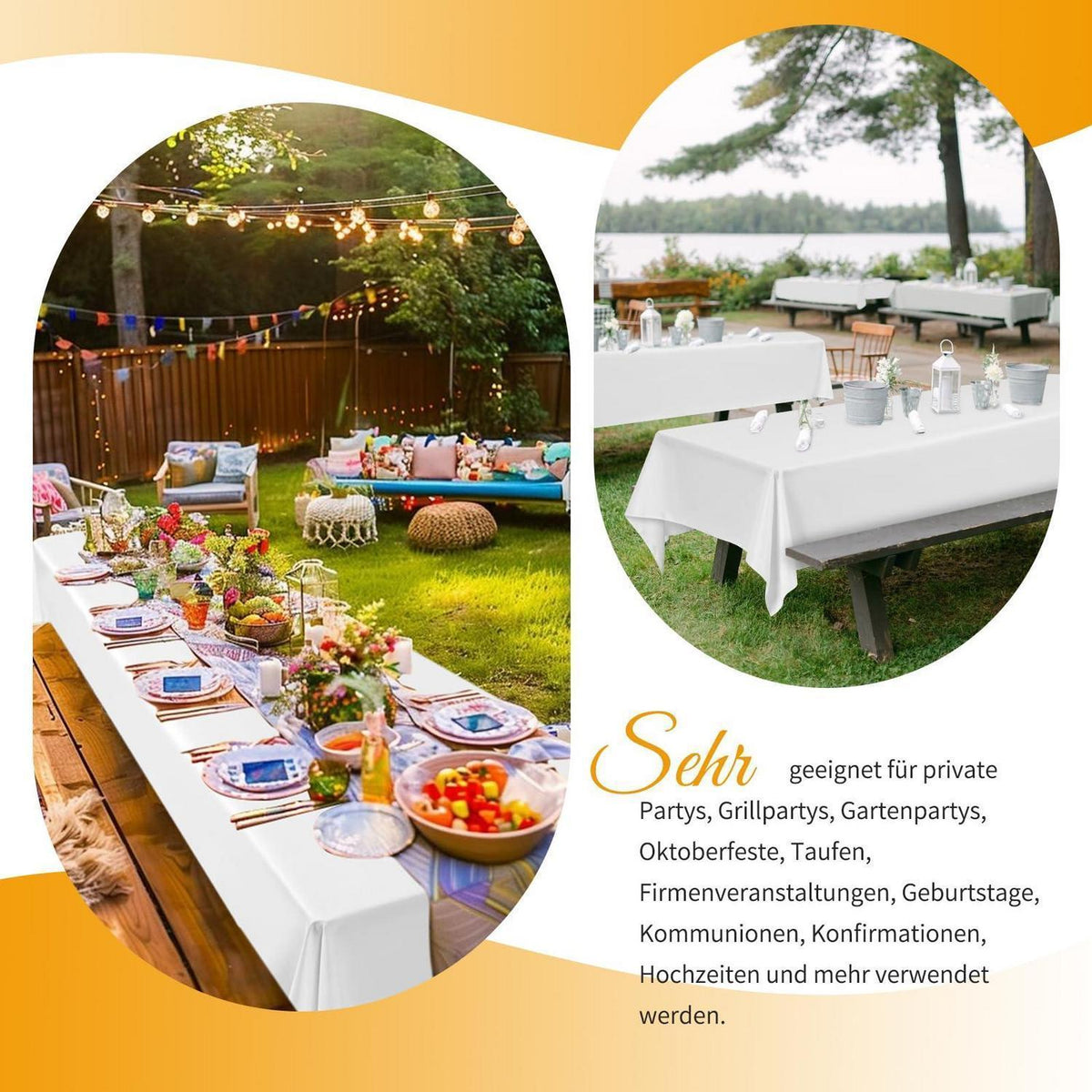 Weiße Biertisch Tischdecken 12er Set – 250x100 cm