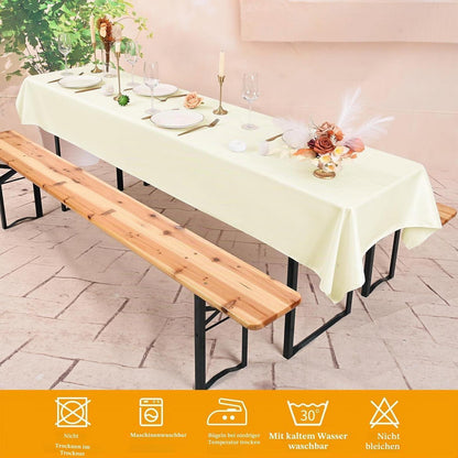 12x Biertisch Tischdecke Beige, 250x100cm – Robust & Vielseitig