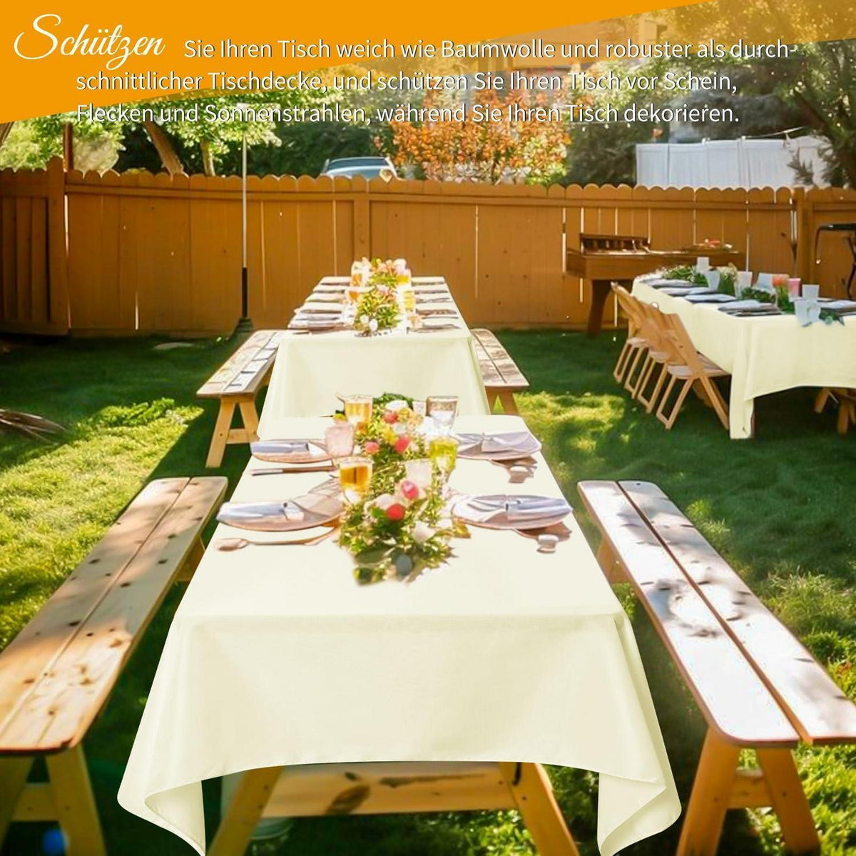 12x Biertisch Tischdecke Beige, 250x100cm – Robust & Vielseitig