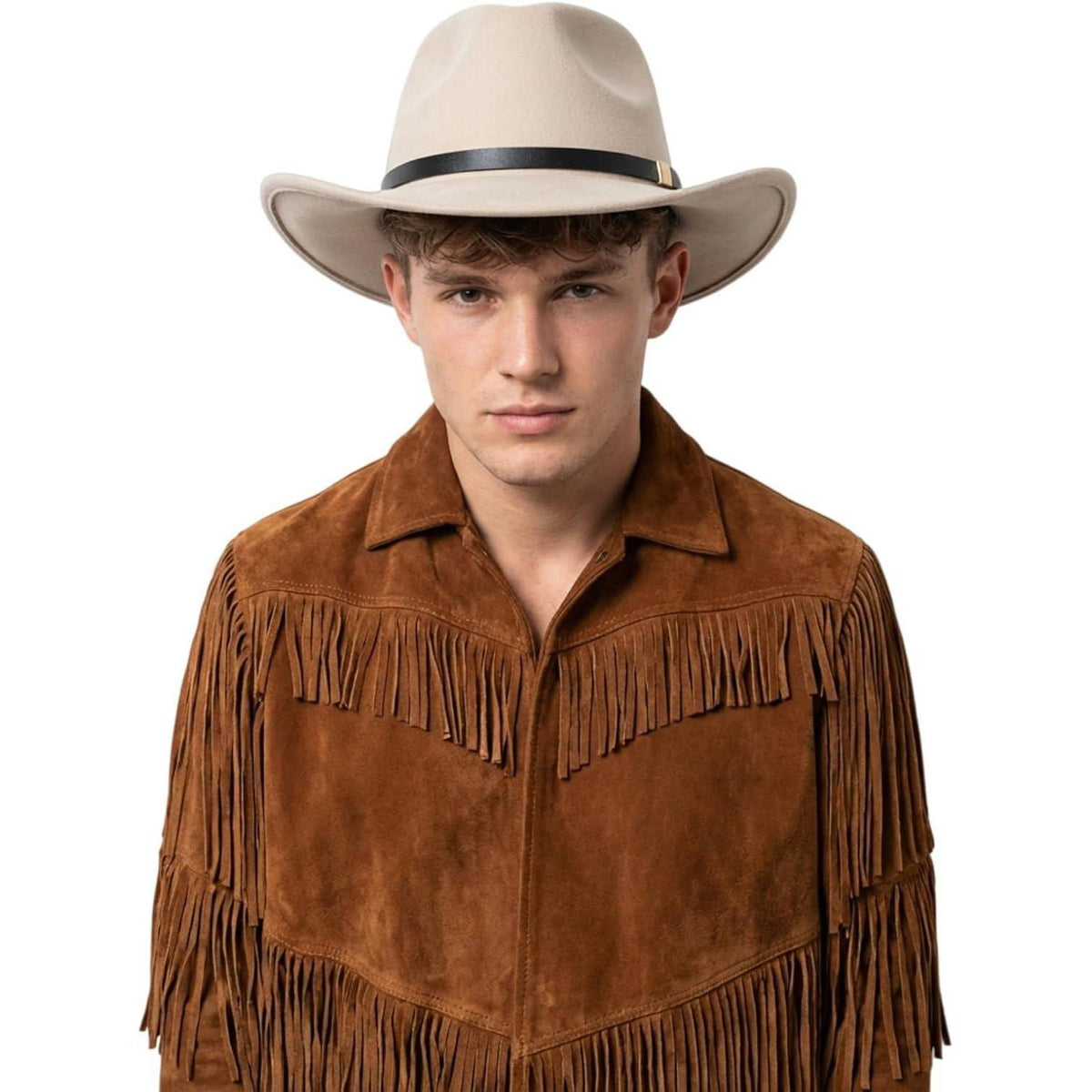Cowboyhut Damen Herren - Westernhut mit Seildeko in Lederoptik