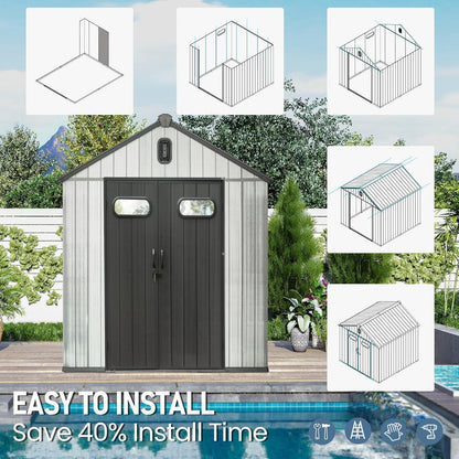 Gartenhaus Kunststoff Grau – 1,8 x 1,8m, Wetterfest & Abschließbar