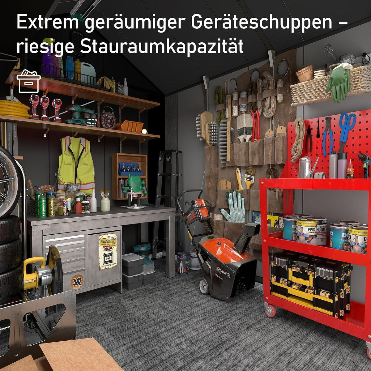 Gartenhaus Kunststoff Grau – 1,8 x 1,2 m, Abschließbar & Wetterfest