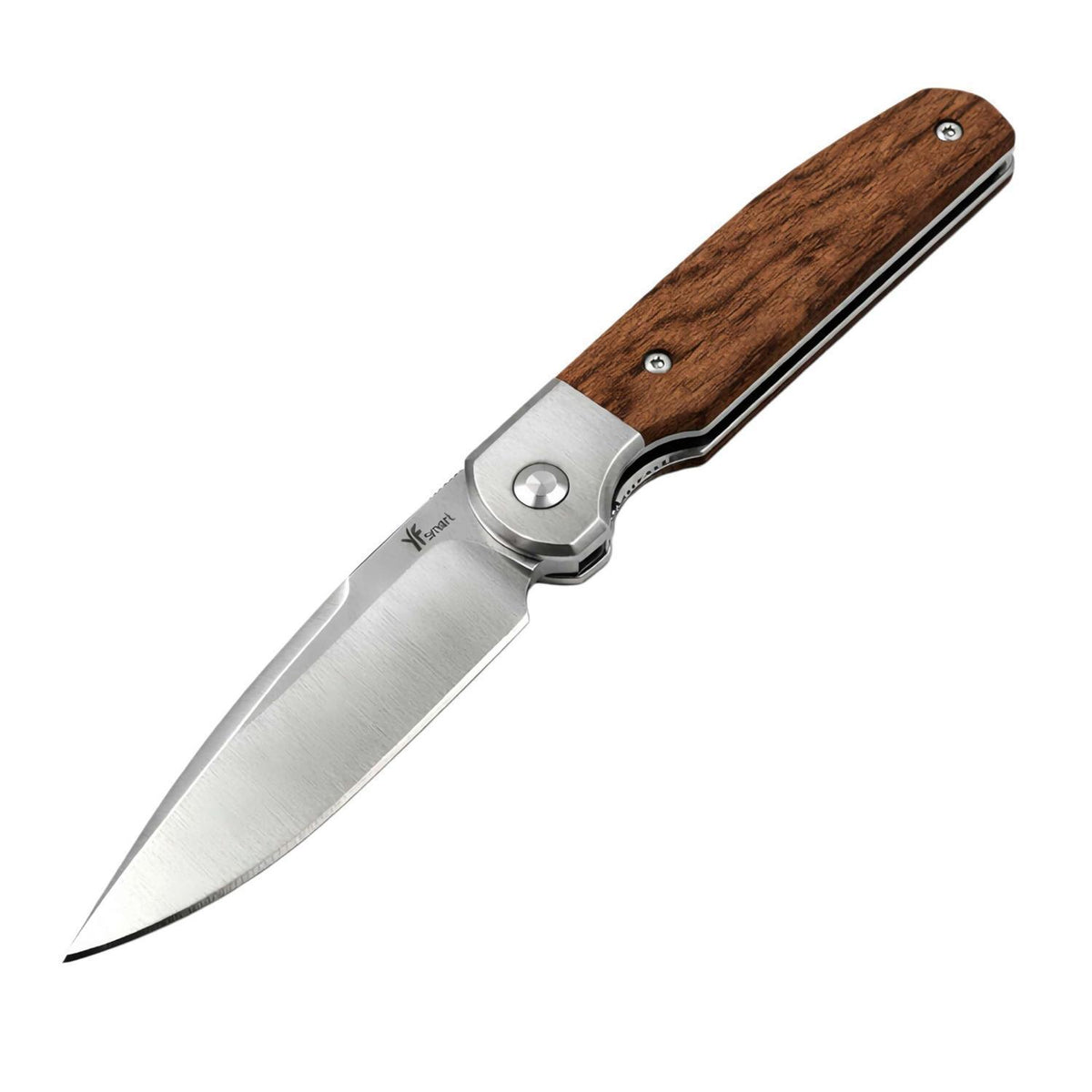 EDC Klappmesser D2 Stahl | Echtholz Griff & Timascus Clip