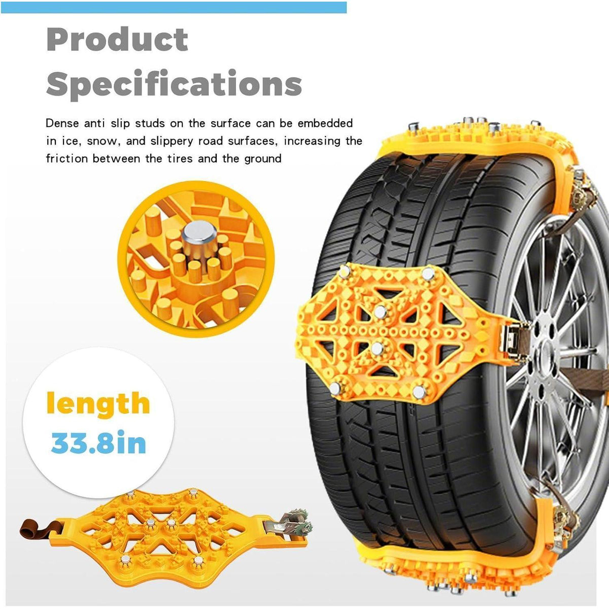 8x Universal Anfahrhilfe Schneeketten für Reifen 165-275mm