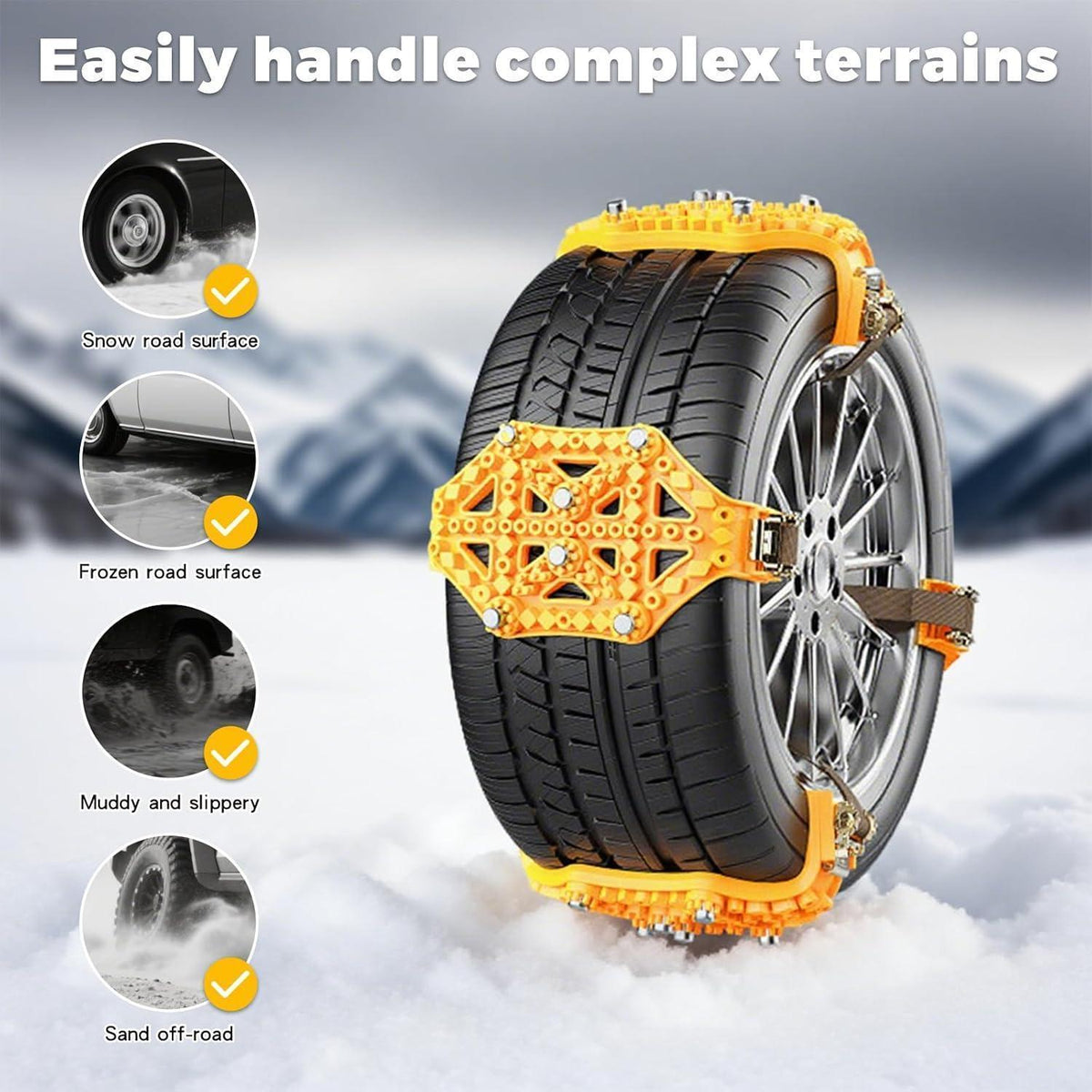 8x Universal Anfahrhilfe Schneeketten für Reifen 165-275mm