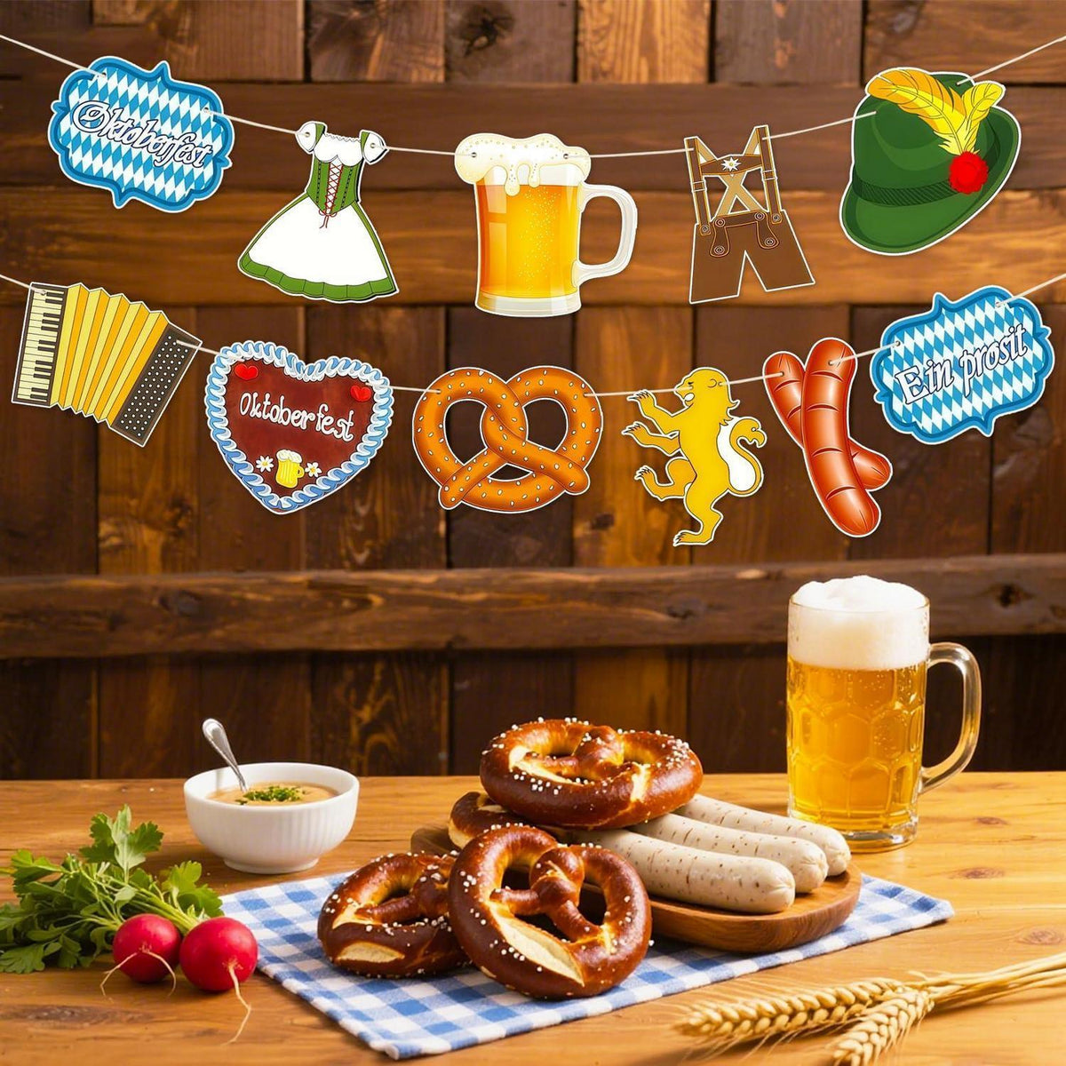 Berfest Girlande Deko 2er-Set | Bayerische Bunting Banner Oktoberfest