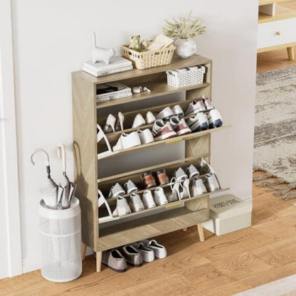 Schuhschrank Holz 2 Klappen | Schuhregal für 8-16 Paar Schuhe