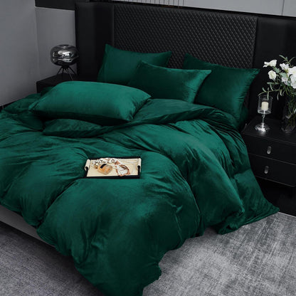 Winter Bettwäsche Set Dunkelgrün 135x200 - Warm & Flauschig