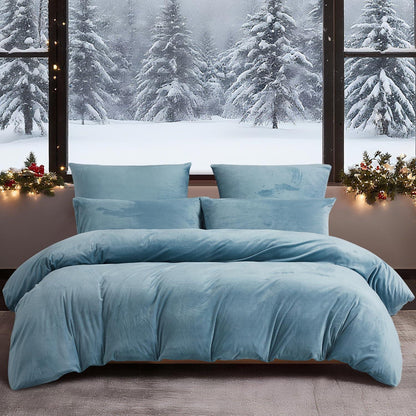Flauschige Winterbettwäsche 220x240 Hellblau - Warm & Kuschelig