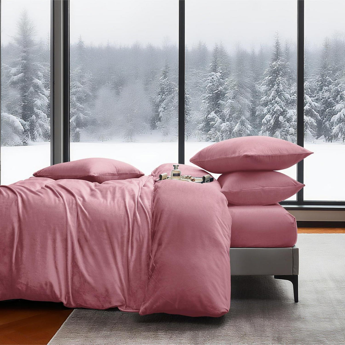 Flauschige Winterbettwäsche 220x240 Rosa – Warm & Kuschelig