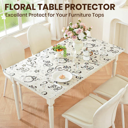 Transparente Tischfolie Blumenmuster 100x180 cm | Wasserdicht & Kratzfest