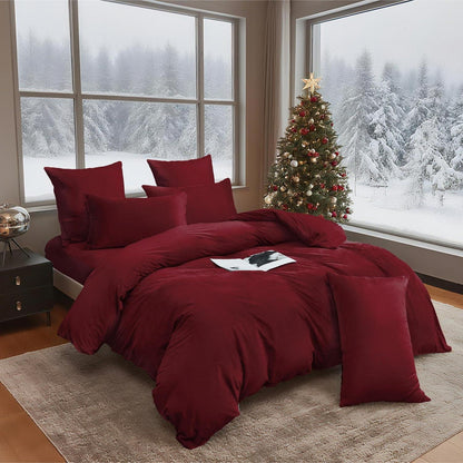 Winter Bettwäsche 135x200 - 4-teilig Weinrot, Flauschig & Warm