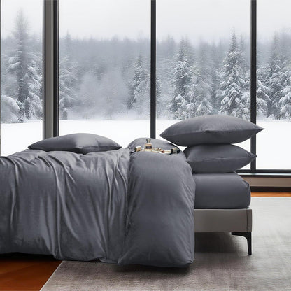 Winter Bettwäsche 220x240 Grau – Warm & Kuscheliges Flanell-Set