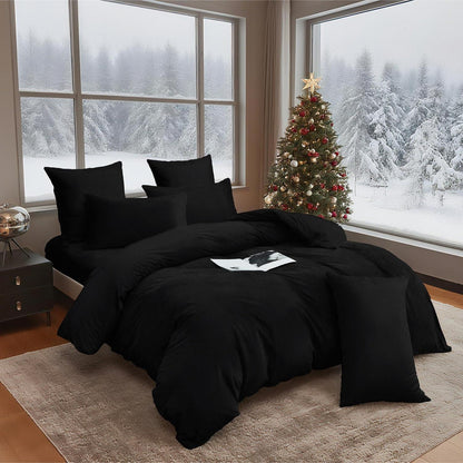 Flauschige Winterbettwäsche 220x240 Schwarz - Warm & Kuschelig