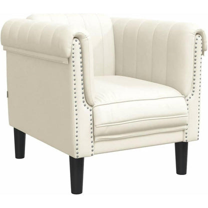 Creme Samt Sessel – Moderner Bodencouch für Wohnzimmer & Schlafzimmer