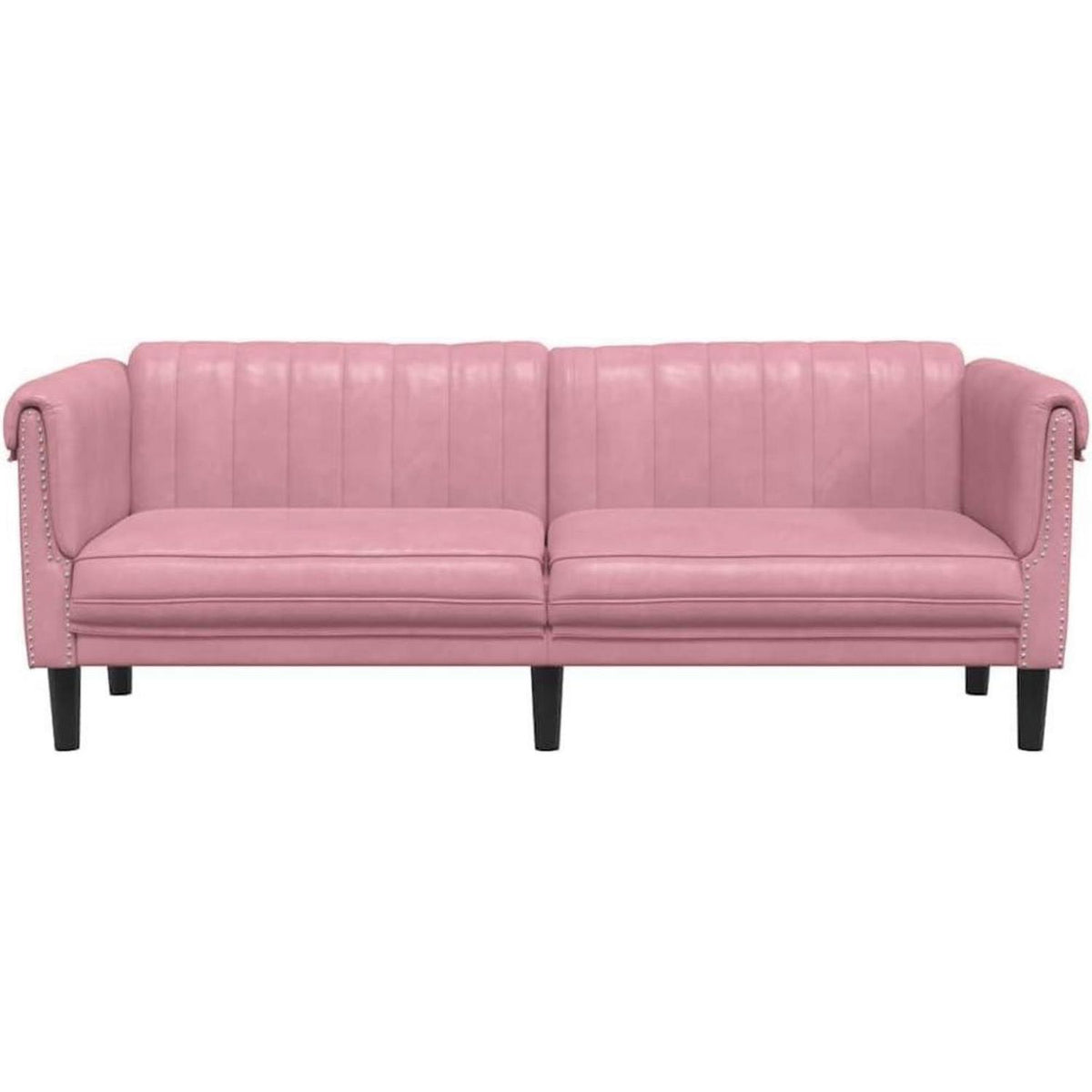 Rosa Samt 3-Sitzer Sofa – Modernes Bodencouch Sofa