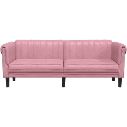 Rosa Samt 3-Sitzer Sofa – Modernes Bodencouch Sofa