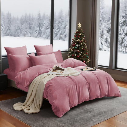 Winter Bettwäsche 135x200 Rosa - 4teilig, Flauschig & Warm