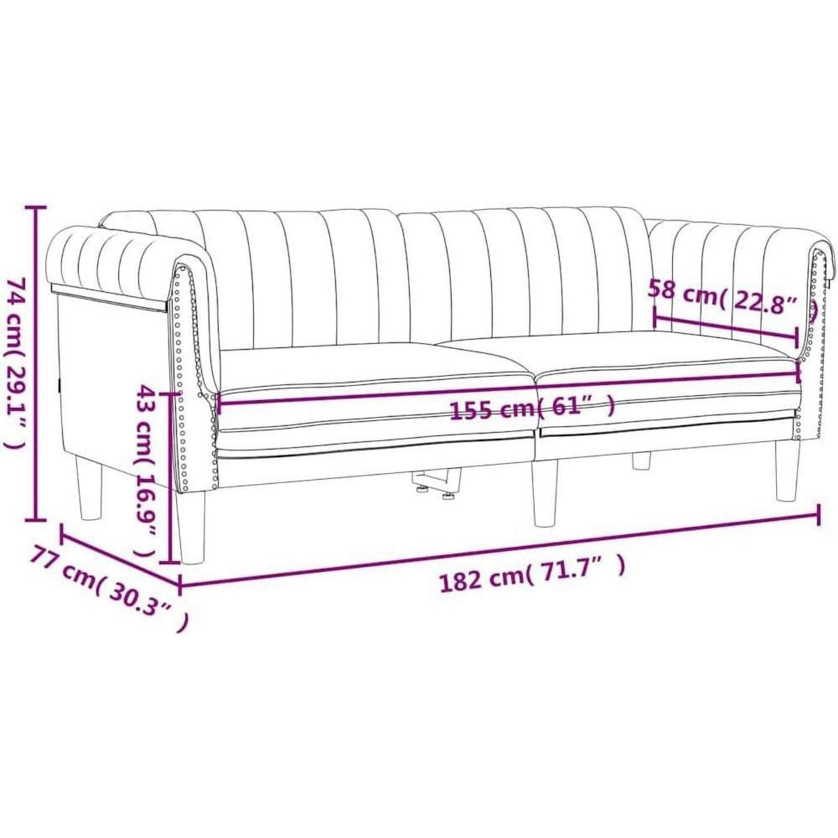 2-Sitzer Sofa Weinrot Samt mit Schlaffunktion
