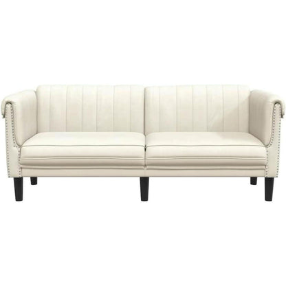 2-Sitzer Sofa Creme Samt – Bequeme Leseecke mit Holzbeinen