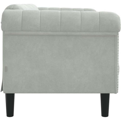 2-Sitzer Sofa Hellgrau Samt – Bequemer Sessel für Wohnzimmer