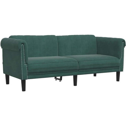 2-Sitzer Sofa Dunkelgrün Samt | Moderner Akzentstuhl mit Kissen