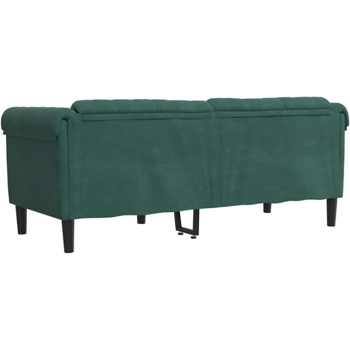2-Sitzer Sofa Dunkelgrün Samt | Moderner Akzentstuhl mit Kissen