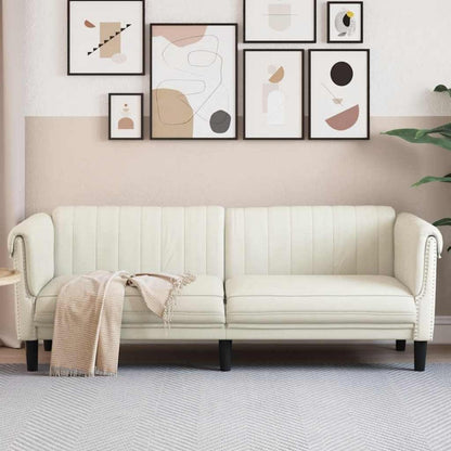3-Sitzer Sofa Creme Samt – Wohnzimmer Sessel