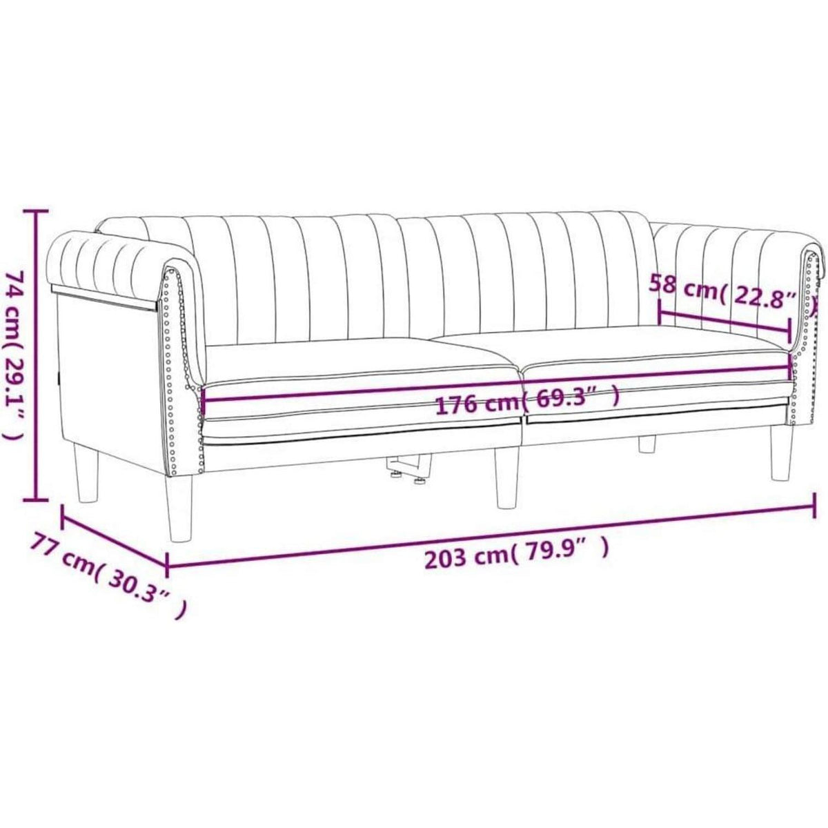 3-Sitzer Sofa Creme Samt – Wohnzimmer Sessel