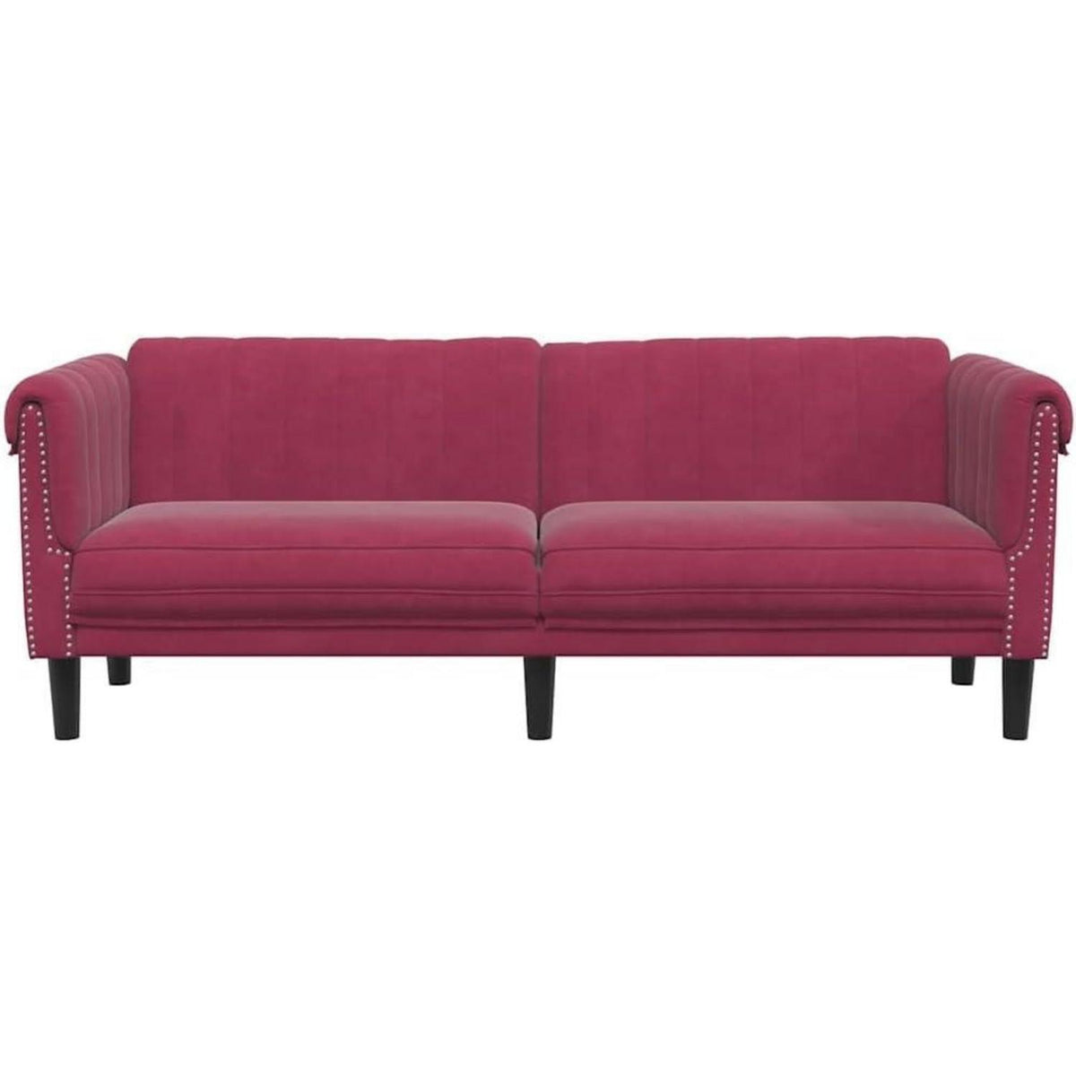 Weinrotes 3-Sitzer Sofa aus Samt – Wohnzimmer & Schlafzimmer
