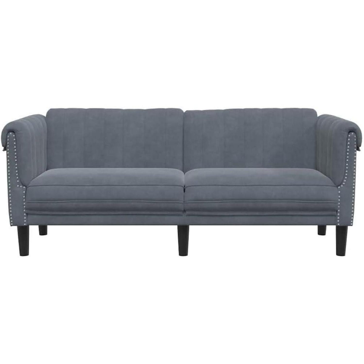 2-Sitzer Sofa Dunkelgrau Samt – Bequemer Lesesessel mit Holzbeinen