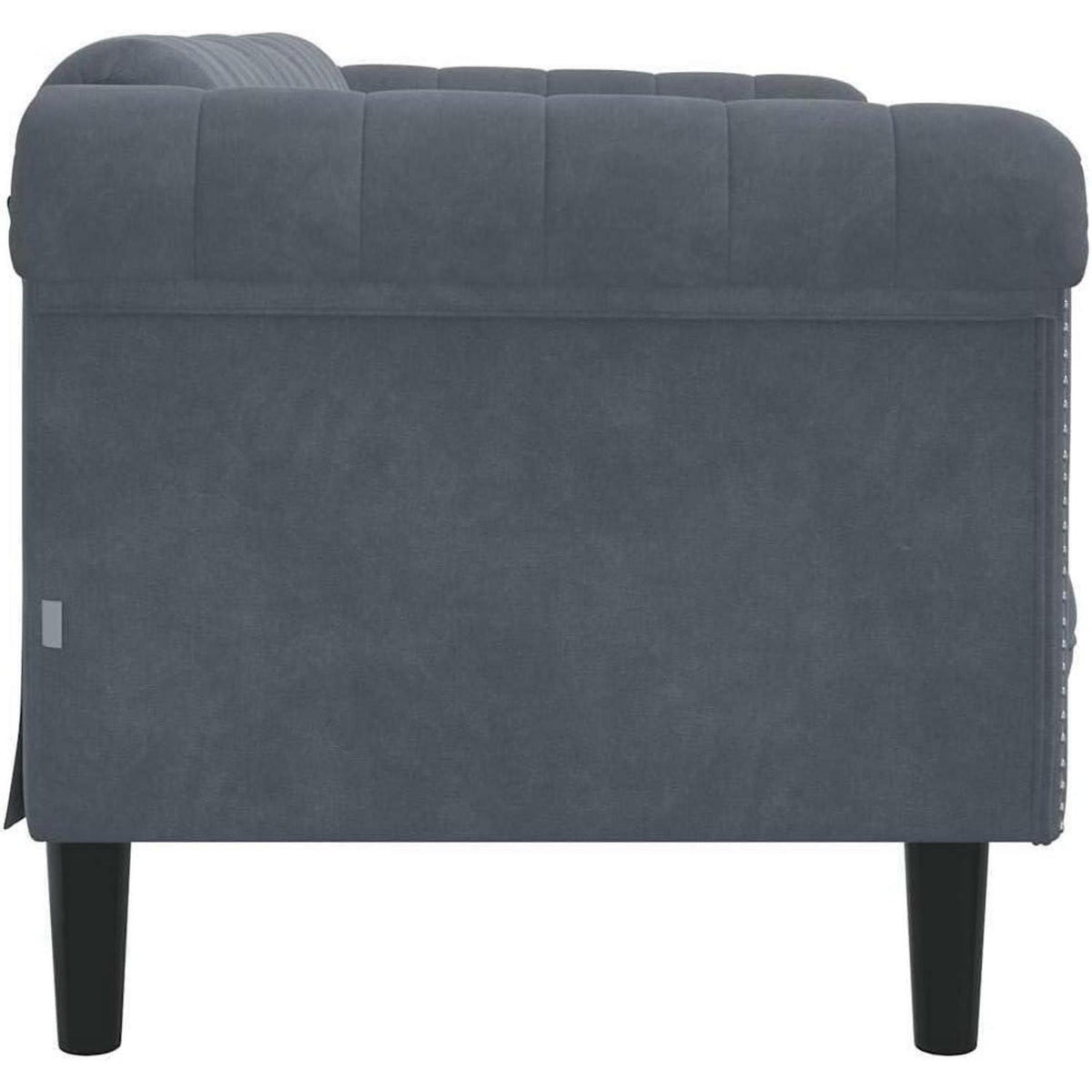 2-Sitzer Sofa Dunkelgrau Samt – Bequemer Lesesessel mit Holzbeinen