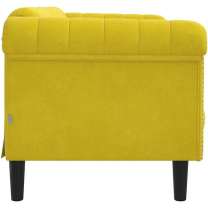 2-Sitzer Sofa Gelb Samt – Moderner Akzentstuhl mit Kissen