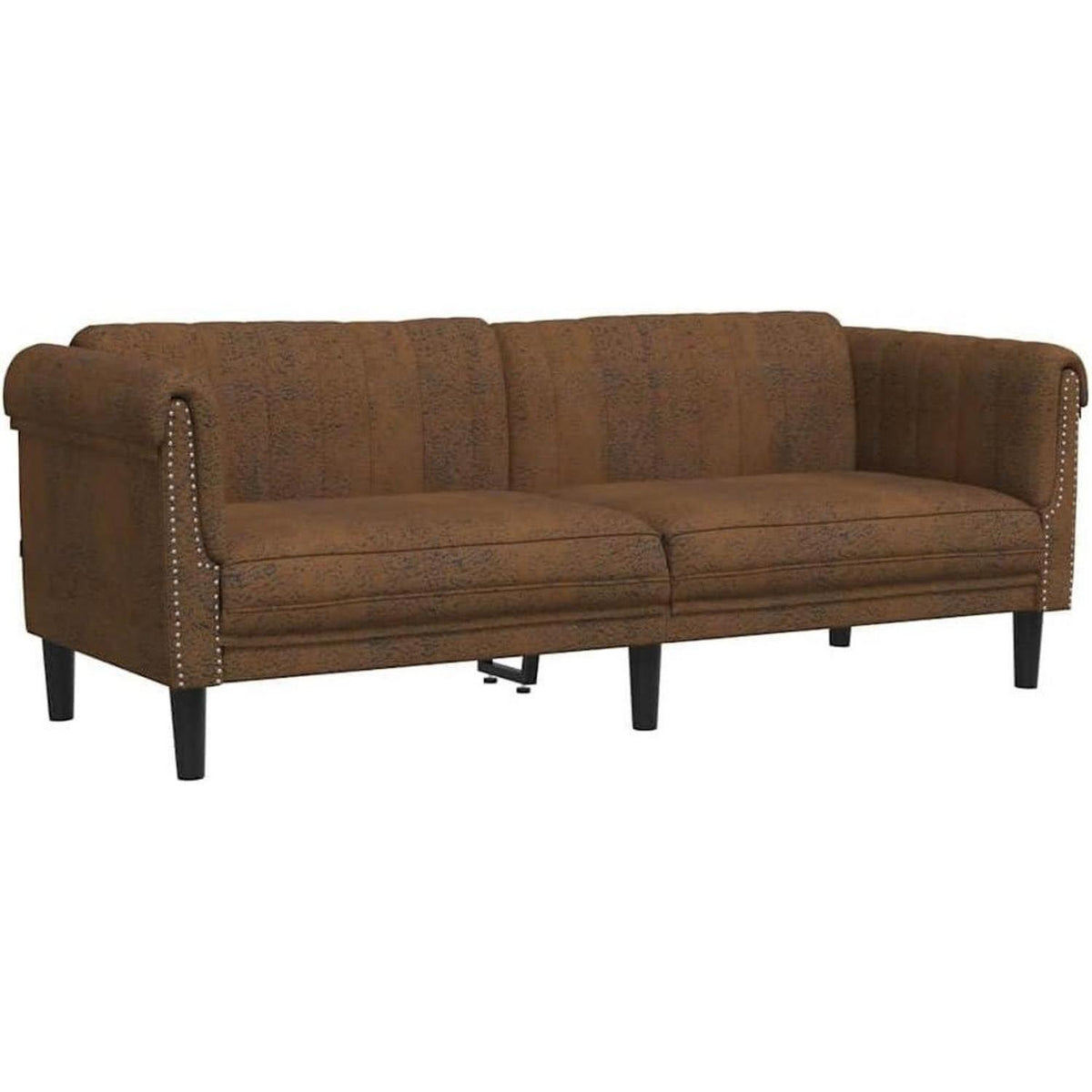 3-Sitzer Schlafsofa Braun Kunstleder mit Schlaffunktion