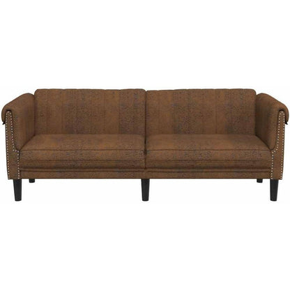 3-Sitzer Schlafsofa Braun Kunstleder mit Schlaffunktion