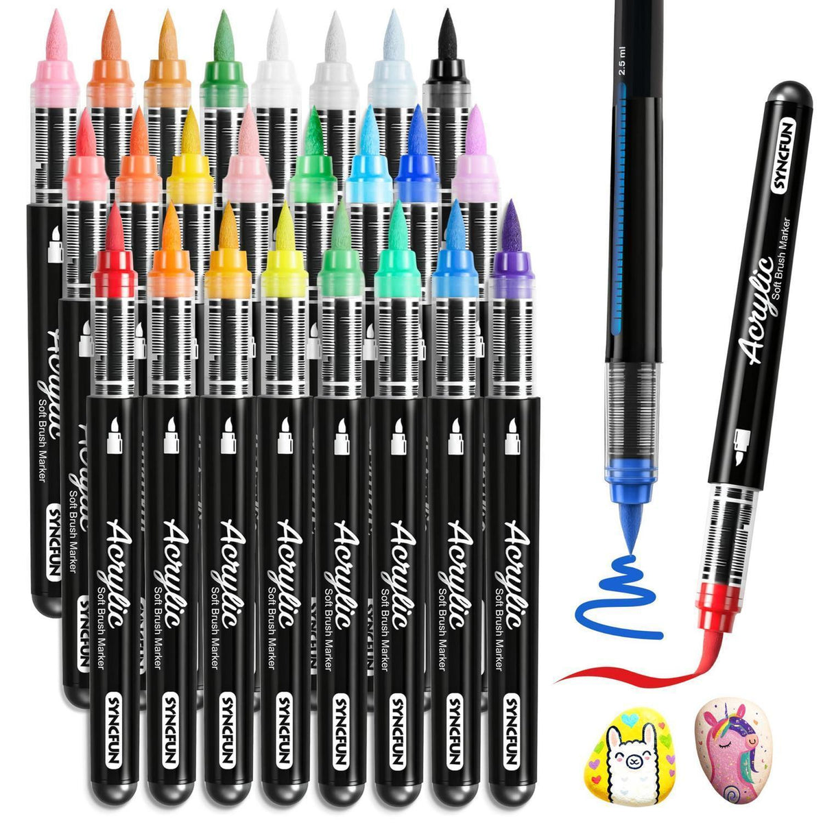 Acrylmarker Pinselspitze – 24 Farben für Stein, Holz & mehr