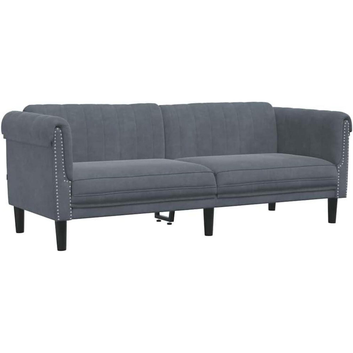 3-Sitzer Sofa Dunkelgrau Samt Modern mit Kissen