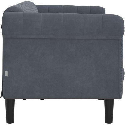 3-Sitzer Sofa Dunkelgrau Samt Modern mit Kissen