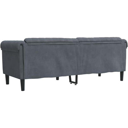 3-Sitzer Sofa Dunkelgrau Samt Modern mit Kissen