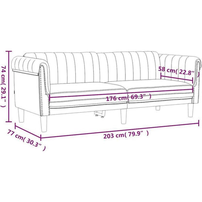 3-Sitzer Sofa Hellgrau Samt – Moderner Akzentstuhl mit Kissen